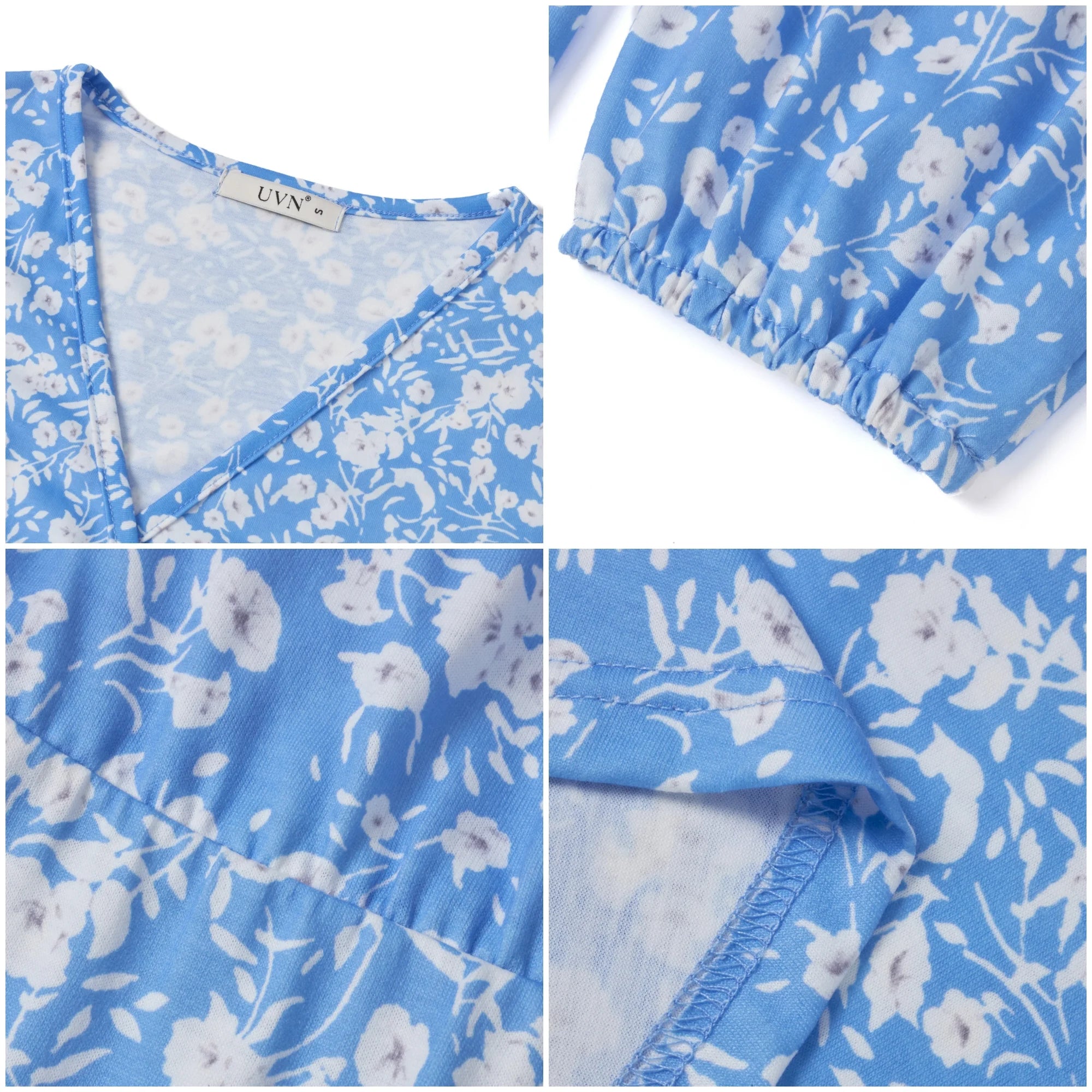 Fall Dresses for Women Long Sleeve V Neck A-Line Midi Dress Boho Beach Floral Print Sundress