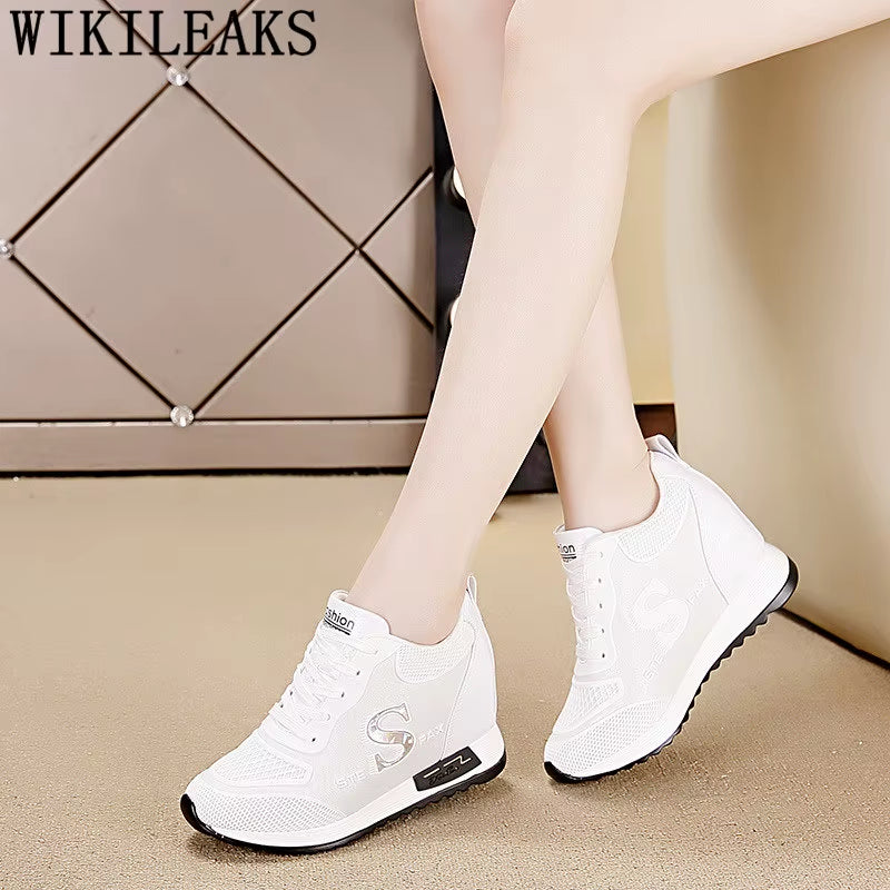 Vulcanized Shoes Wedges Sneakers for Women Elevator Shoes Brand Sneakers Increase within Women Casual Shoes White Sneakers Tenis