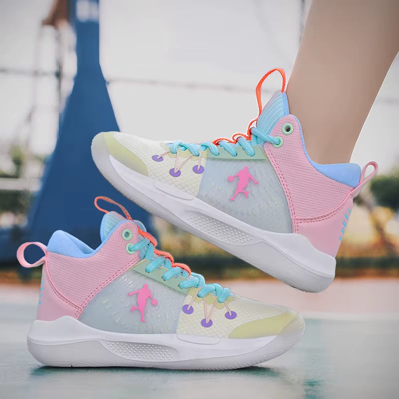 Brand Basketball Shoes for Kids Sneakers Non-Slip Cushion Boys Basketball Sneakers Sports Shoes Comfortable Children'S Sneakers