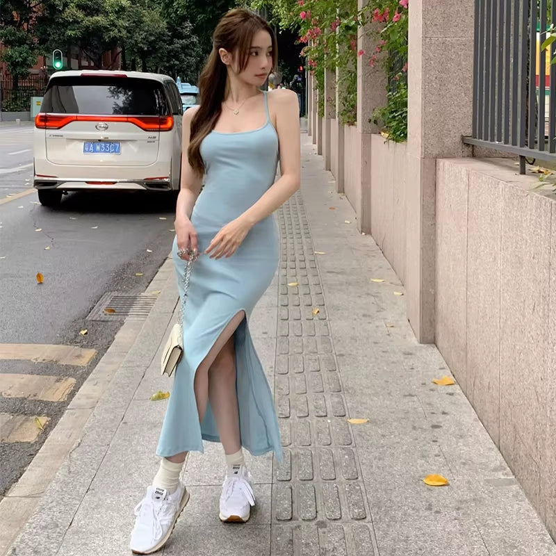 New Sexy Dress Women Summer Sleeveless Fashion Backless Straps Maxi Dress Slim Casual Streetwear Club Elegant Party Dress