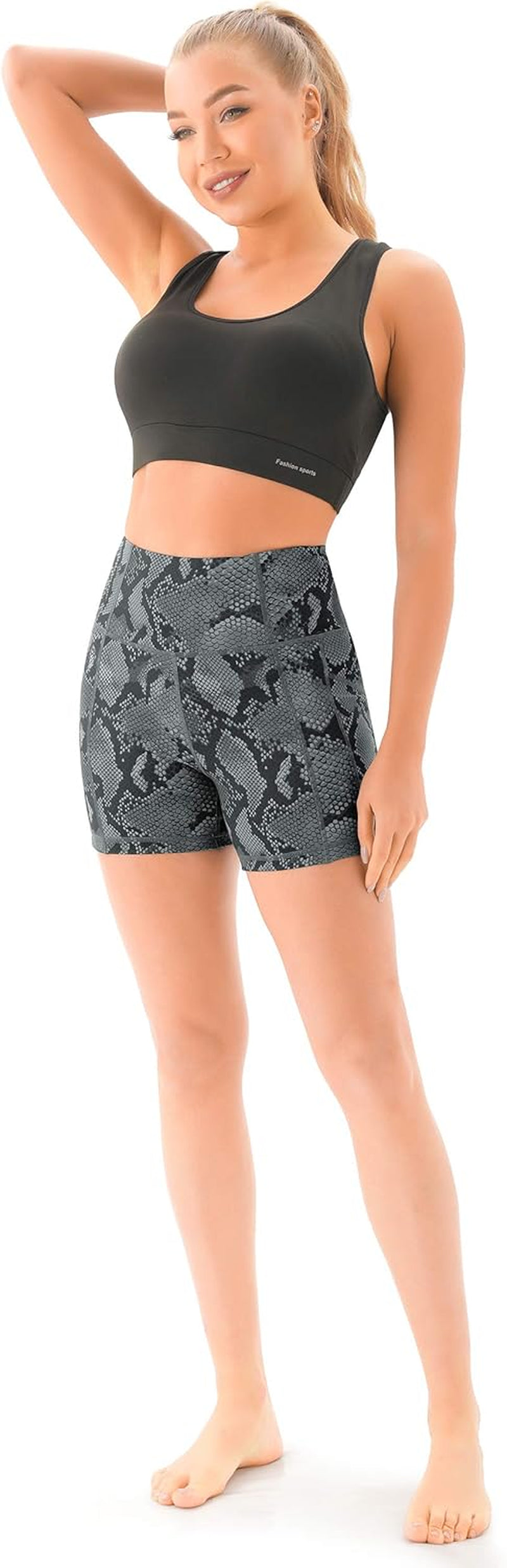 Women'S High Waist Workout Yoga Shorts with Pockets, Non See-Through Stretch Tummy Control Athletic Shorts