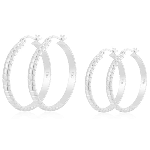 2 Pairs 18K White Gold Plated Hoop Earrings for Women S925 Sterling Silver Post Hypoallergenic Earrings Set Birthday Valentines Day Jewelry Gifts Her Mom Girlfriend Female Adults Ideas 30/40MM