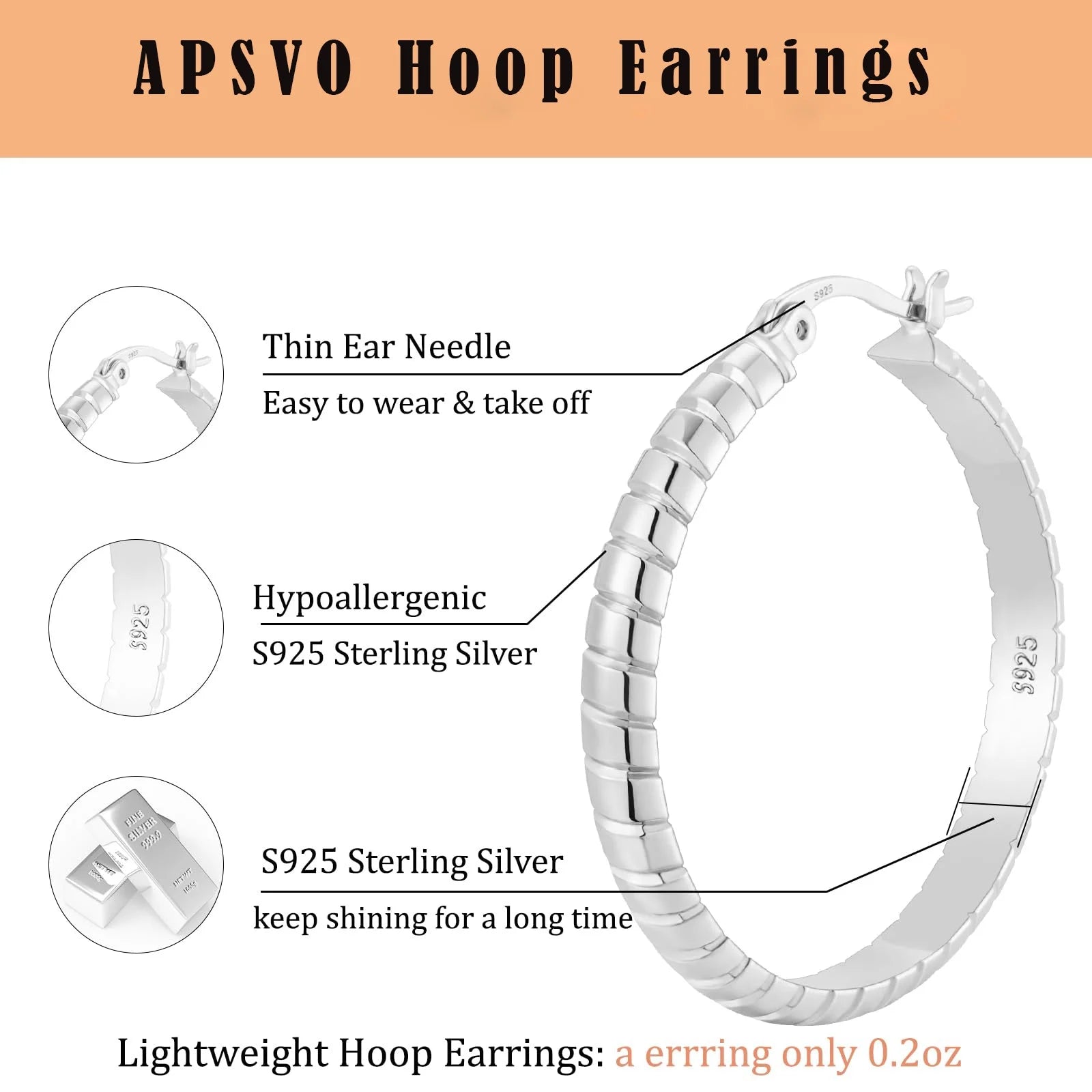 2 Pairs 18K White Gold Plated Hoop Earrings for Women S925 Sterling Silver Post Hypoallergenic Earrings Set Birthday Valentines Day Jewelry Gifts Her Mom Girlfriend Female Adults Ideas 30/40MM