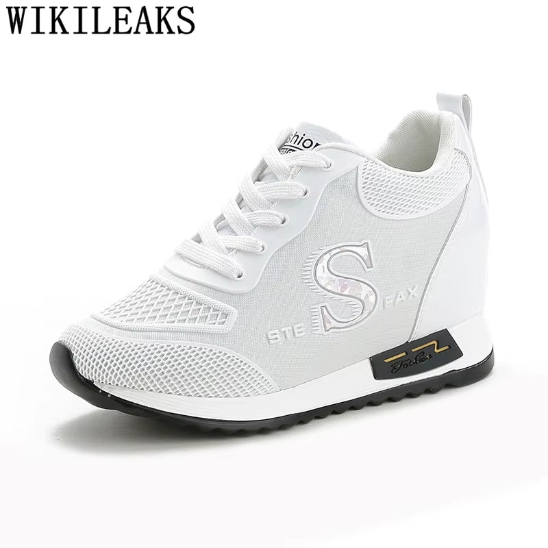 Vulcanized Shoes Wedges Sneakers for Women Elevator Shoes Brand Sneakers Increase within Women Casual Shoes White Sneakers Tenis