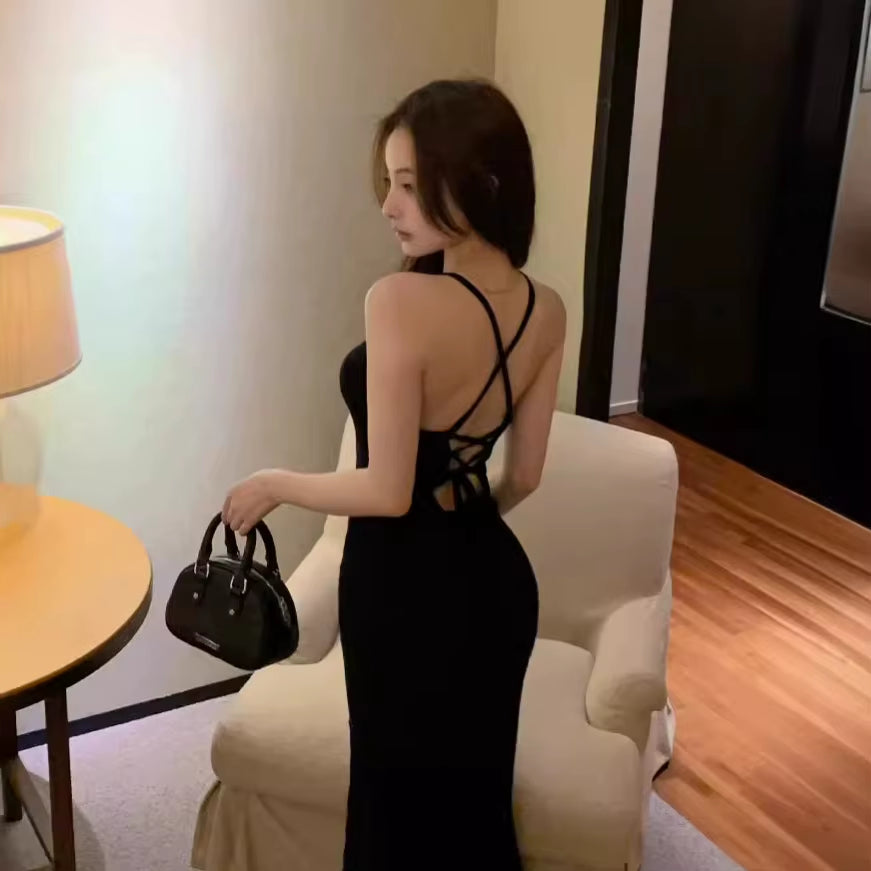 New Sexy Dress Women Summer Sleeveless Fashion Backless Straps Maxi Dress Slim Casual Streetwear Club Elegant Party Dress