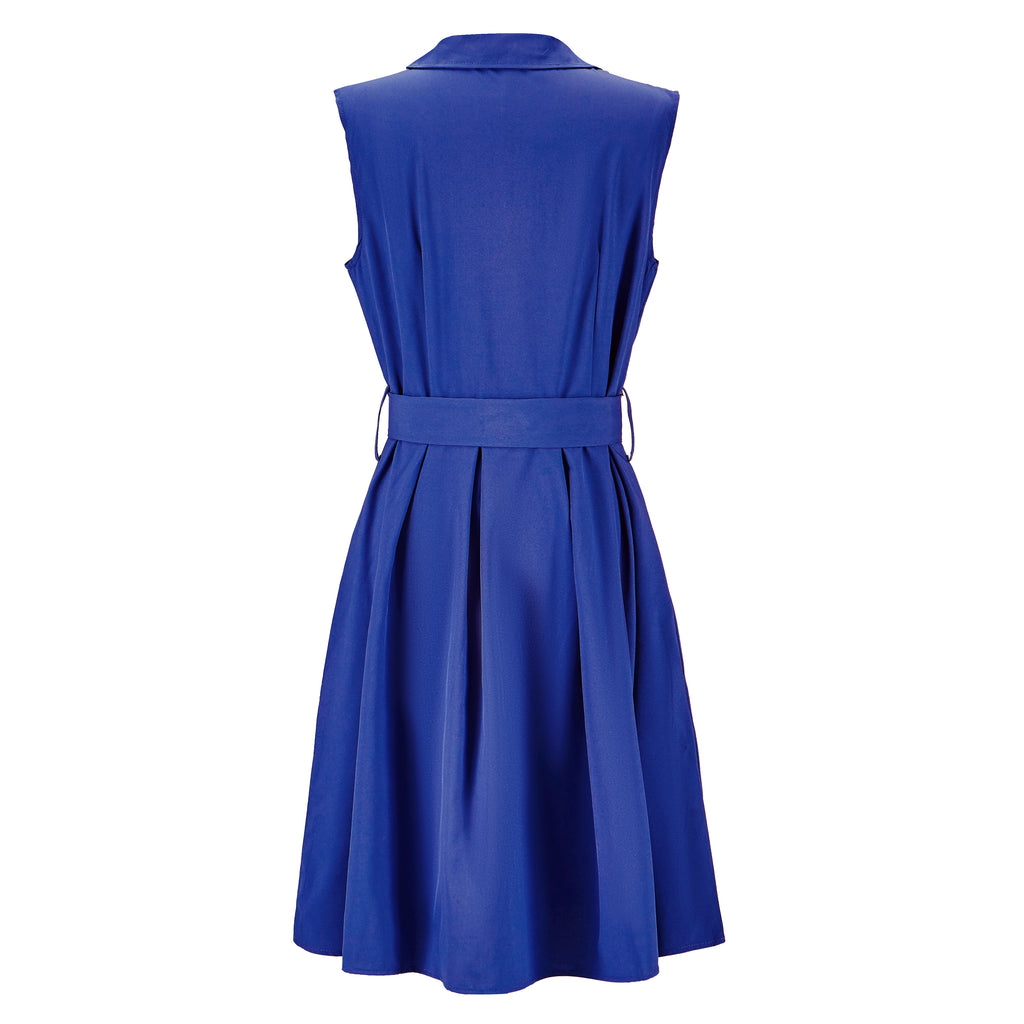 Women Dresses Sleeveless Notched Solid Navy Blue with Bow Sashes Summer A-Line Beach Office Dress 2025 Burgundy Party Vestidos