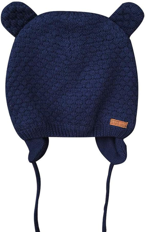 Baby Hat Cute Bear Infant Toddler Earflap Fleece Lined Beanie Warm Caps for Fall Winter (Navy-B, 6-12 Months)