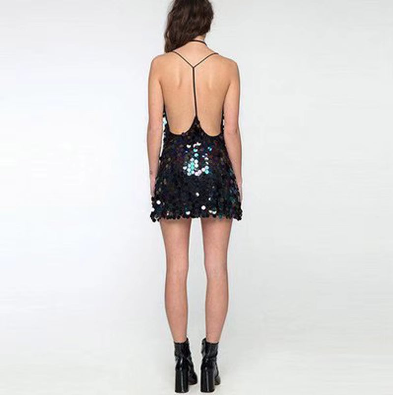 Sexy Club Dress 2025 Black Sequins Dress Glitter Straps Short Cocktail todalamodatendencia Sexy Club Dress 2025 Black Sequins Dress Glitter Straps Short Cocktail todalamodatendencia