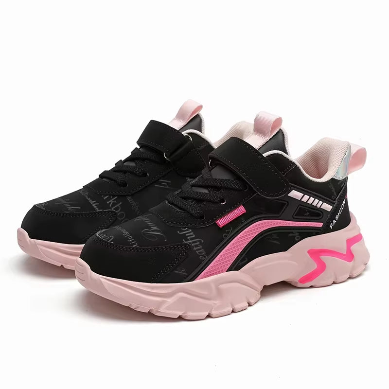 Kids Casual Pink Girls Leather Shoes Fashion for 7-15Y Lightweight Running Young Student'S Children Sports Girl'S Shoe
