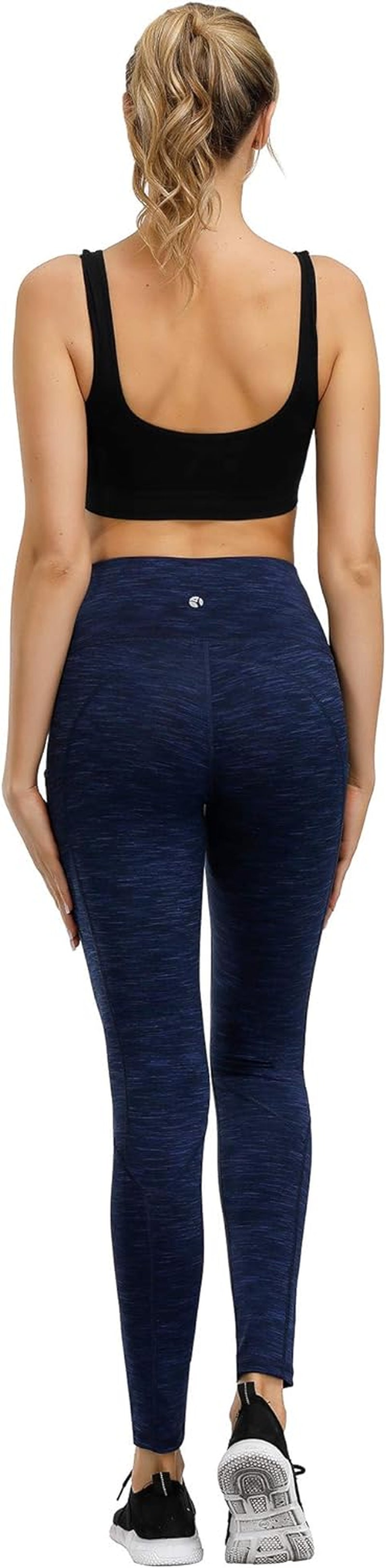 Lifesky Women Yoga Leggings Pants: High Waist Tummy Control 4-Way Stretch Yoga Pants with 3 Pockets for Ladies - Compression Anti-Squat Proof Tights for Workout Gym Running Athletic Exercise Fitness