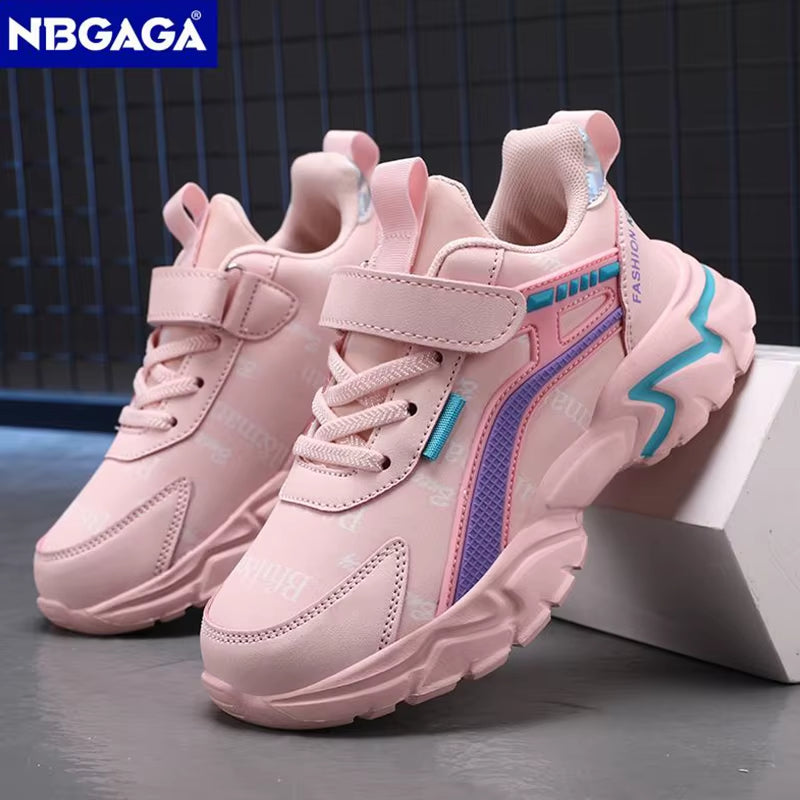 Kids Casual Pink Girls Leather Shoes Fashion for 7-15Y Lightweight Running Young Student'S Children Sports Girl'S Shoe